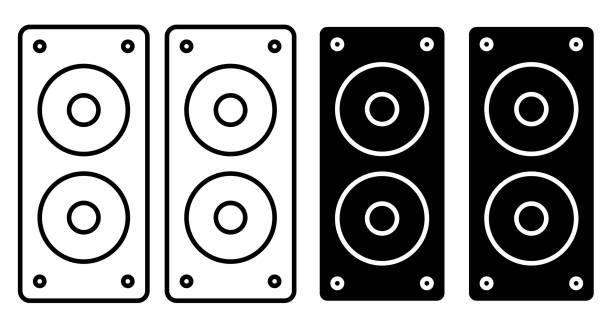 istock Linear icon. Musical speakers for playing music. Disco equipment. Simple black and white vector isolated on white background 1339263097