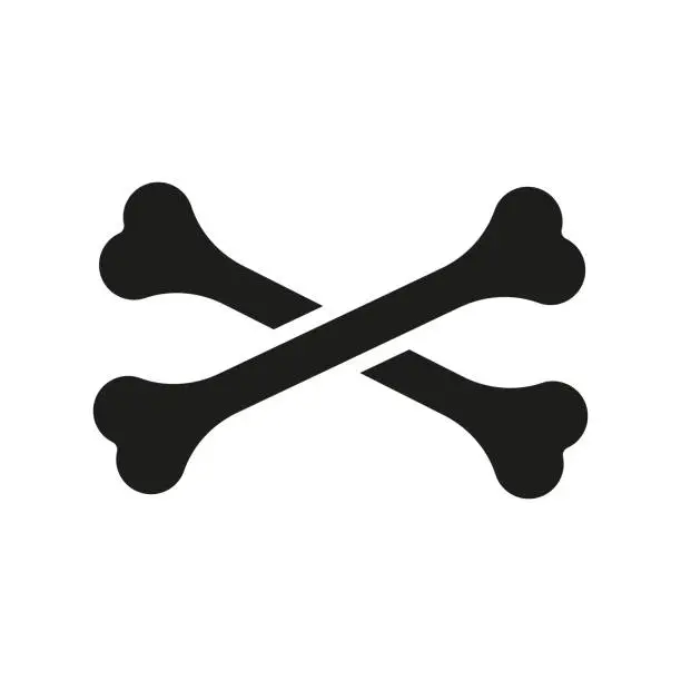 Vector illustration of Bone icon. Crossed bones black silhouette.