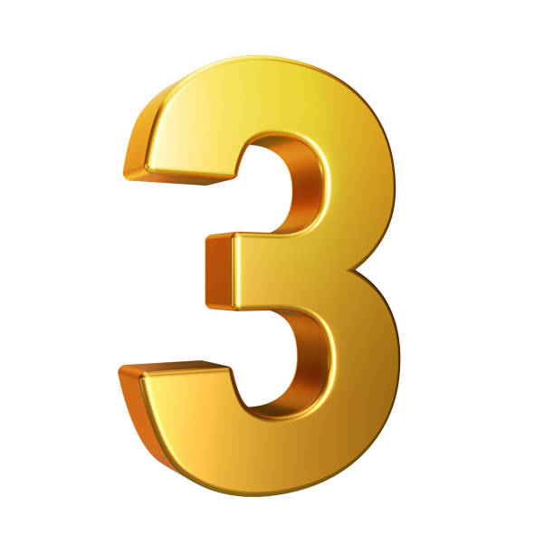 Number 3, Alphabet. Golden 3d number isolated on a white background with Clipping Path. 3d illustration. Number 3, Alphabet. Golden 3d number isolated on a white background with Clipping Path. 3d illustration. number 3 photos stock pictures, royalty-free photos & images