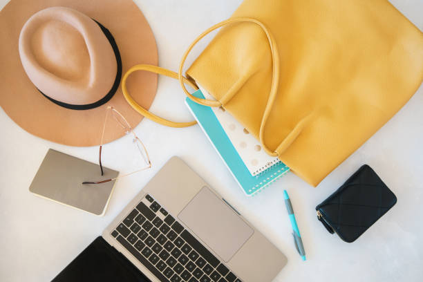 Laptop and bag on the table