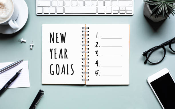 istock New year goals concepts with text on notepad and office accessories.Business management 1339266852