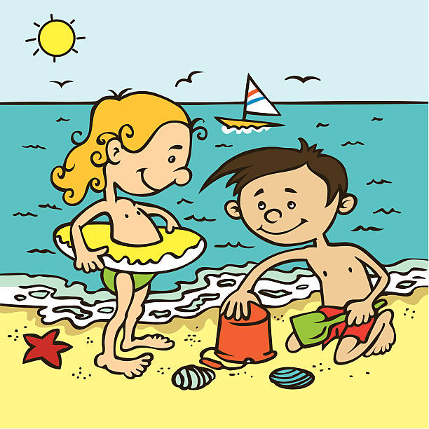 ilustrações, clipart, desenhos animados e ícones de crianças no verão - shorts swimming shorts bermuda shorts beach