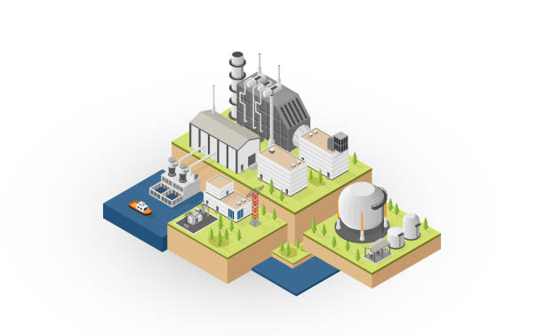 illustrations, cliparts, dessins animés et icônes de l’énergie au gaz naturel, la centrale au gaz naturel avec graphique isométrique - isometric natural gas tanker shipping