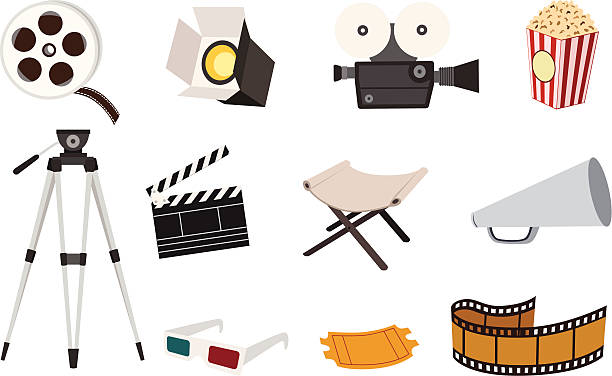 movie icon set vector art illustration