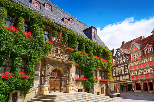 Town Hall Quedlinburg facade in Harz Saxony Anhalt Germany