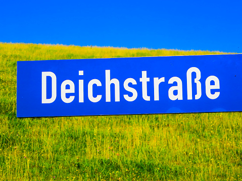 Street Sign Dike Road german 