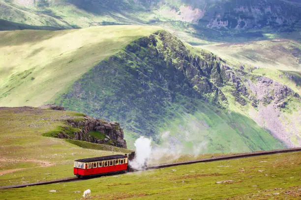 Photo of Mountain railway, Snowdonia, North Wales. The steam train runs from the town of LLanberis in the valley to the summit of Mount Snowden.