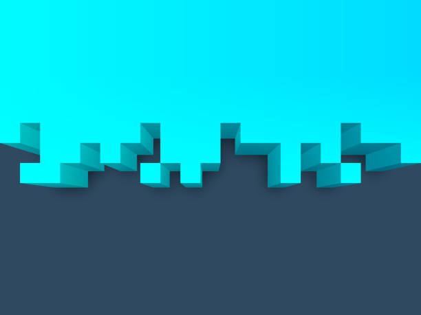 3D Edge Isometric Pixel Border Pixel border edge divider transition element. minecraft floor patterns stock illustrations