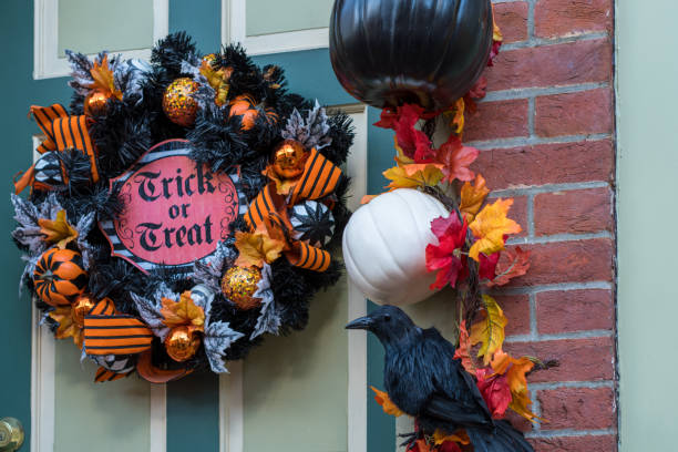 Halloween decoration on the front door
