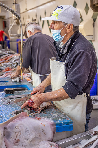 Fishmonger Def Fishmonger At Work Stock Photo - Download Image Now - Adult, Adults ...