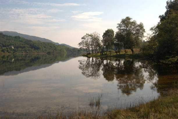 Loch Achray in Trossachs in late summer stock photo