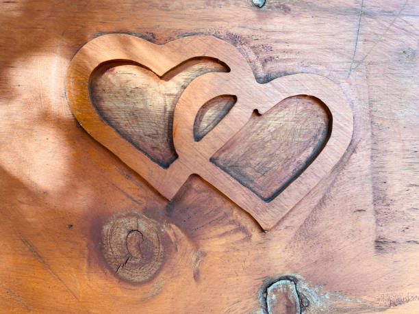 Heart engraved on the wood