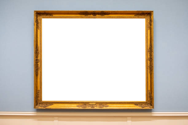 istock Golden carved picture frame on wall 1339284550