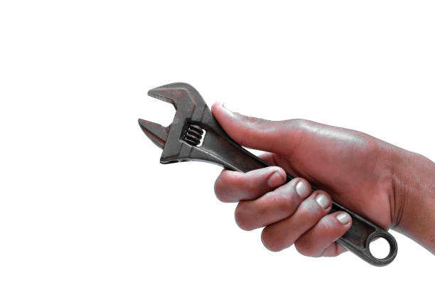 istock hand and Adjustable Wrength on the white blackground 1339287251