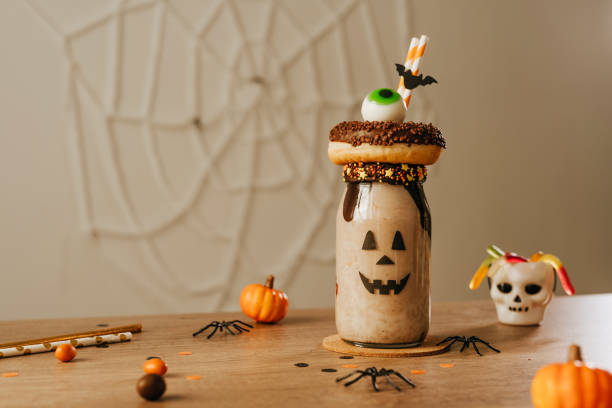 istock Freak Monster shake decorated with chocolate donut and marmelade eye 1339293149
