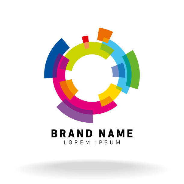 dynamische segmente des farbigen kreismarkensymbols - logo stock-grafiken, -clipart, -cartoons und -symbole