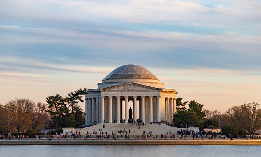 A picture of the Thomas Jefferson Memorial as seen from across the Tidal Basin.