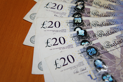 British pound money UK currency background