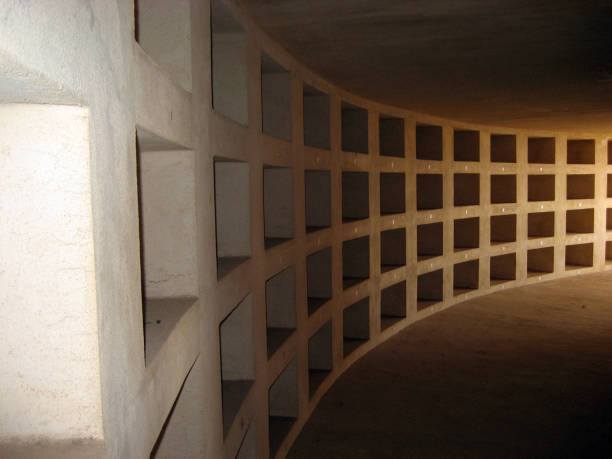 Parabita, Puglia, Italy - August 09, 2007: view of niches of Parabita's cemetery