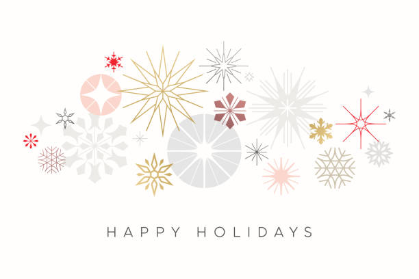 modern holiday card - snowflake stock illustrations