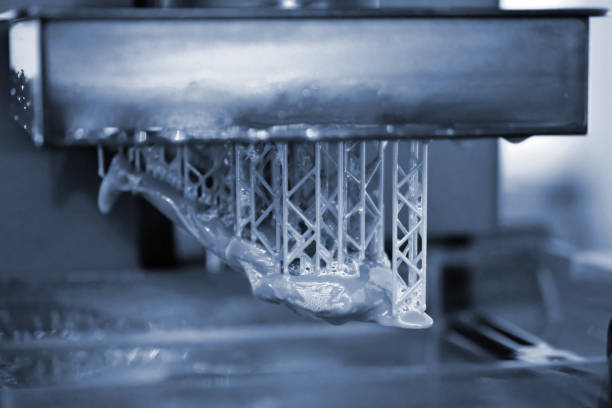 istock Stereolithography DPL 3d printer create small detail and liquid drips 1339305442