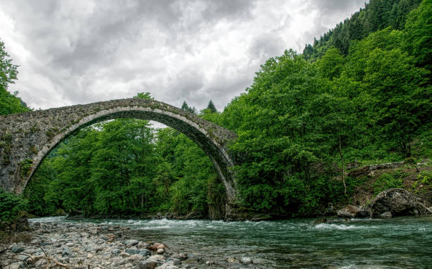 istock Ancient stone Turkish bridge and mountain river 1339311511