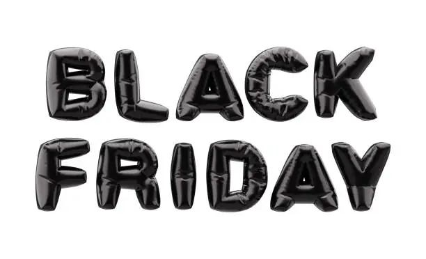 Black Friday banner with 3d black balloon fonts. Black friday sale banner on white background