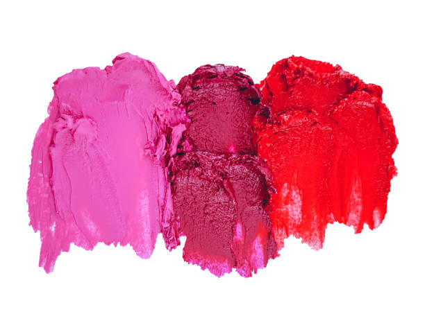 istock Vector realistic red and pink lipstick smear smudge, love background, cosmetics composition, make up design, lip gloss brush strokes, beautician textured background, makeup composition 1339313212