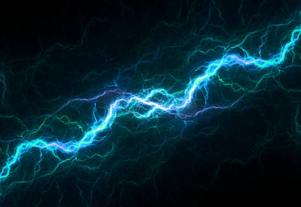 istock Blue fractal lightning background, electrical abstract 1339313325