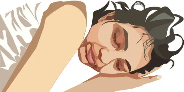 Vector illustration of Girl Is Sleeping ,