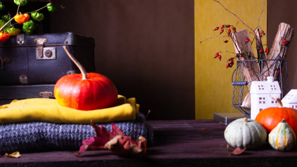 istock Autumn still life with pumpkins and candles 1339319235