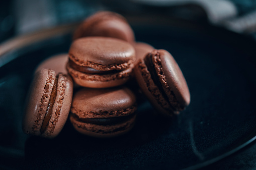 Chocolate Macarons meringue-based confection