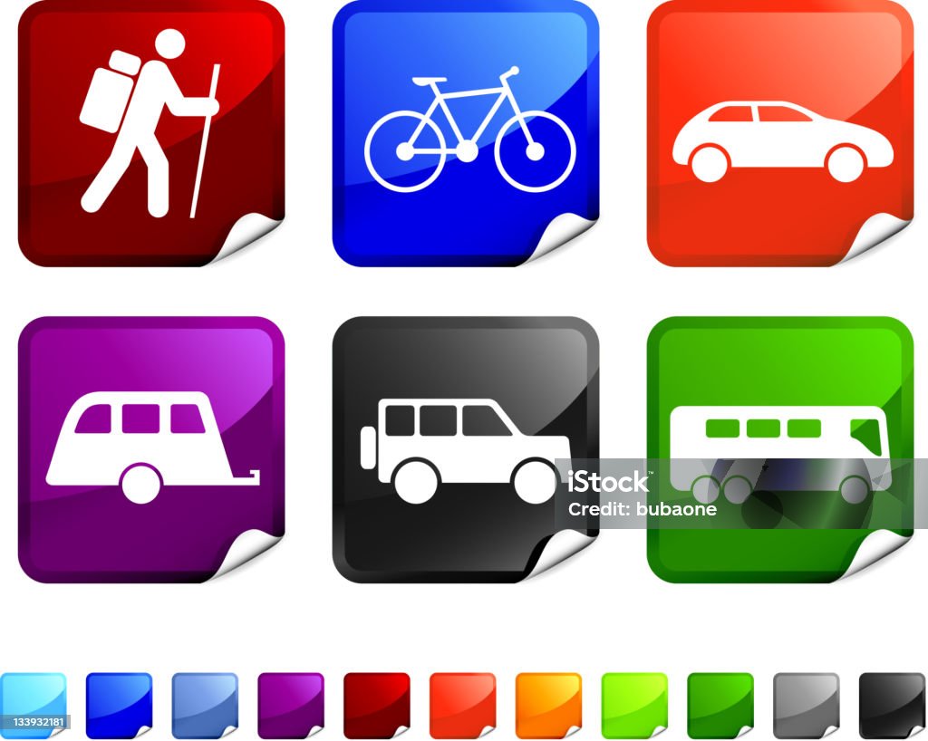 modes de transport gratuit Ensemble d'icônes vectorielles libres de droits pour autocollants - clipart vectoriel de Adulte libre de droits