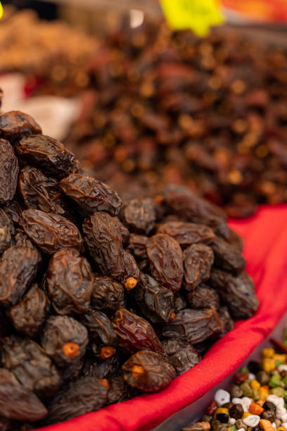 istock Dates on counter on Turkish market. Dried sweet dates. 1339322471