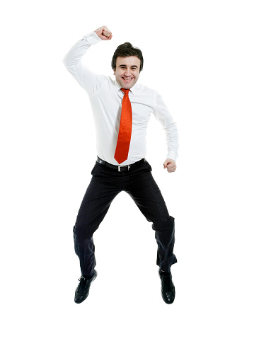 Overjoyed Businessman Jumping