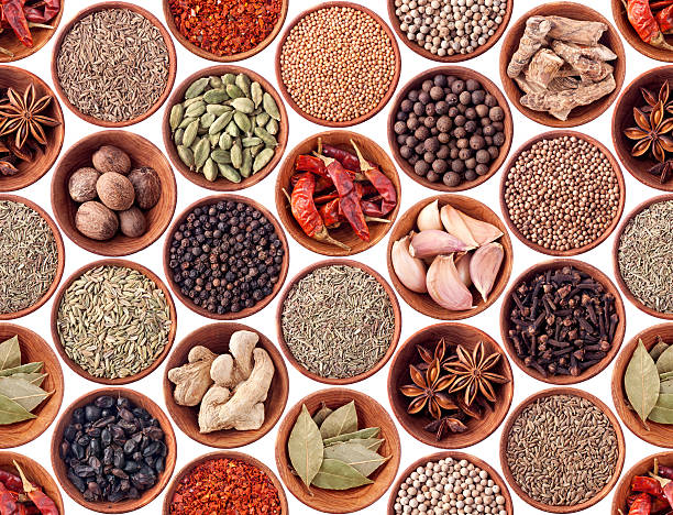 istock Seamless texture of spices on white 133932684
