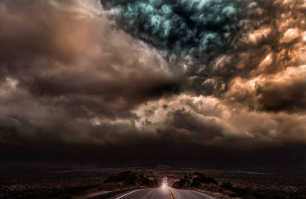 istock Intense Thunderstorm as car drives along highway 1339329210