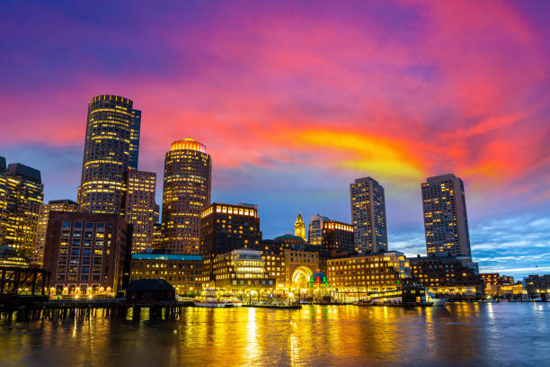 istock Boston cityscape at night 1339330697