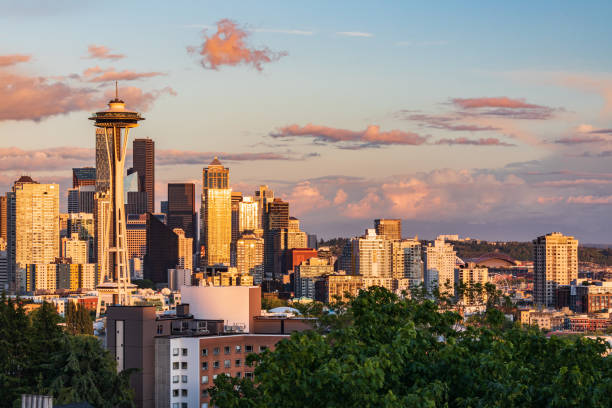istock Downtown Seattle at sunset on a summer day. 1339330895