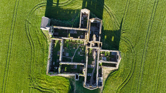 Aerial view of Kilcrea Friary ruins in county Cork Ireland