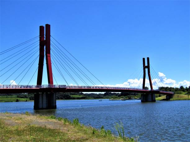 Japan. August. Bridge across the Lake Kitagata.