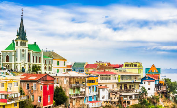 Cityscape of historical city of Valparaiso stock photo