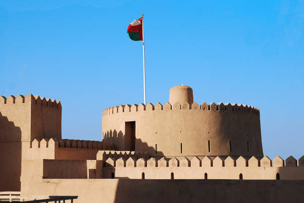 The Omani flag flew over the central tower of the Al Rustaq fort, which has been completely restored for tourism purposes.