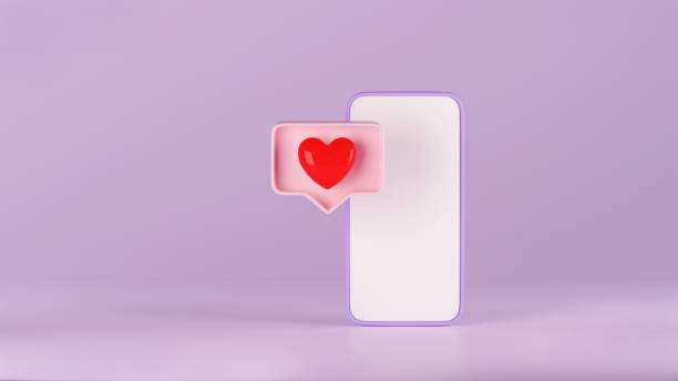 istock 3d render of smartphone with love icon in pastel pink speech bubble box. Notification element in social media, symbol of love, adding in favorite. Concept of communication in social network 1339336047