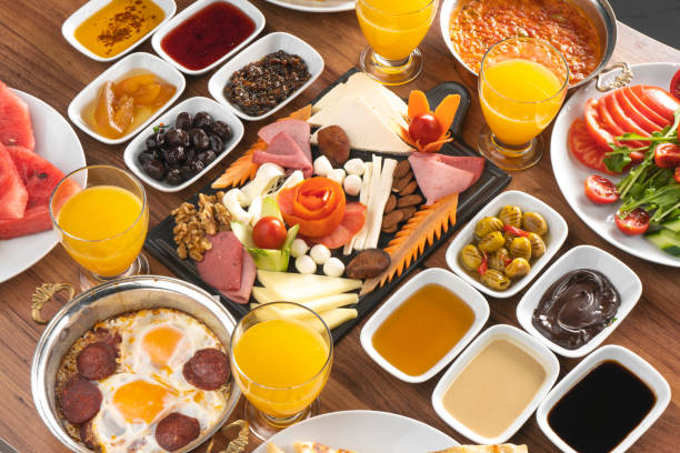 turkish spread breakfast stock photo