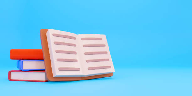 istock Cartoon single blank book cover illustration for text. 3D Render 1339341594