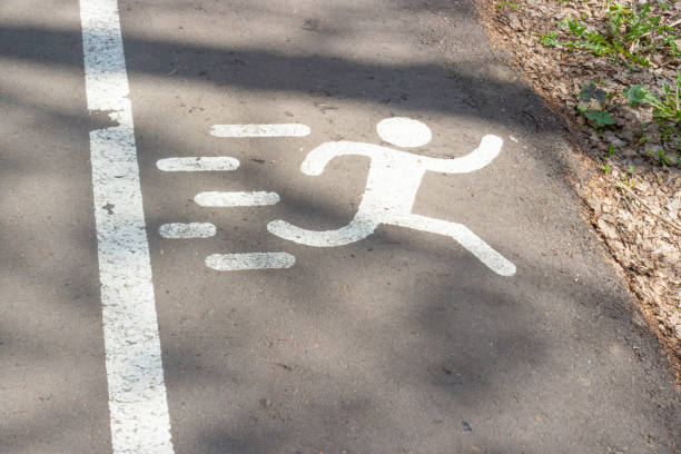 istock Sign of Runner on sidewalk 1339345483
