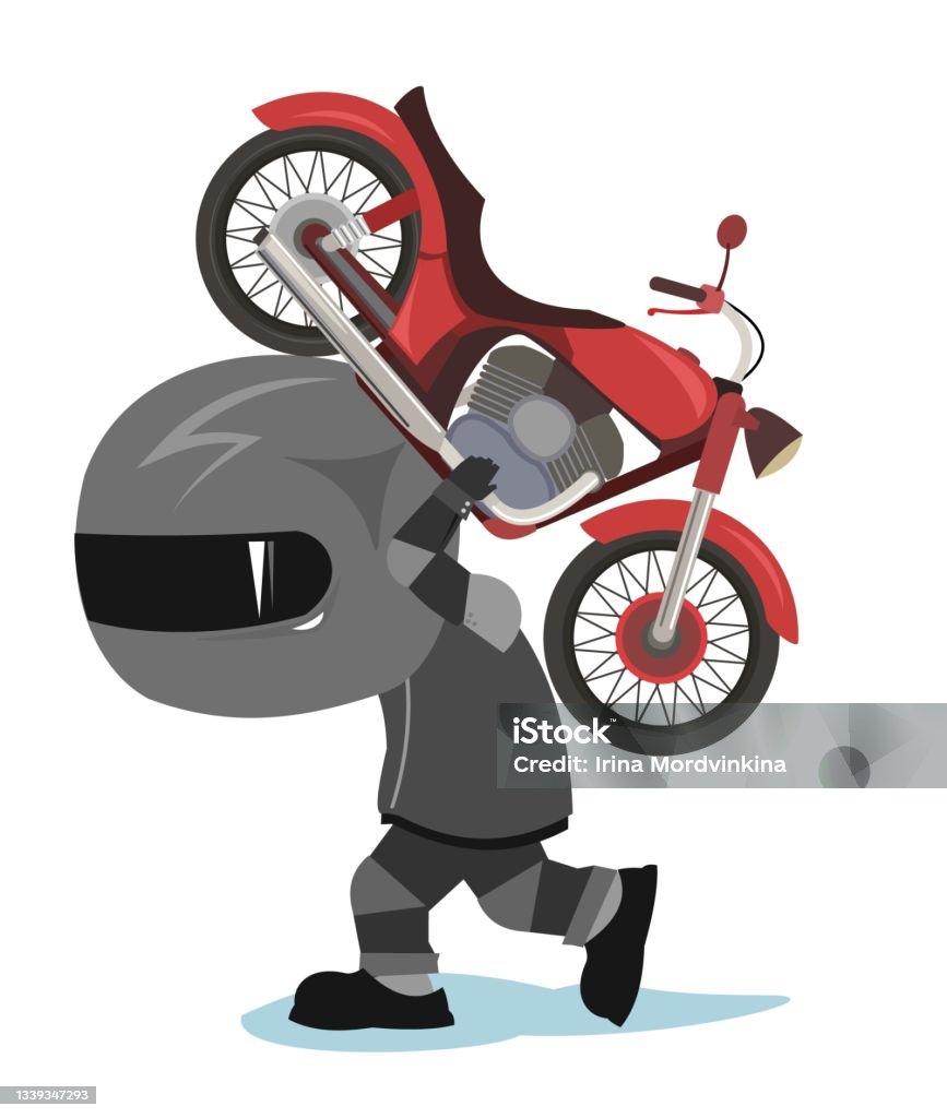 Biker Cartoon Child Illustration Goes To The Service Sports Uniform And  Helmet Cool Motorcycle Chopper Bike Funny Motorcyclist Isolated Background  Vector Stock Illustration - Download Image Now - iStock