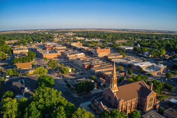 istock Aerial View of Downtown Marshall, Minnesota at dusk 1339355157