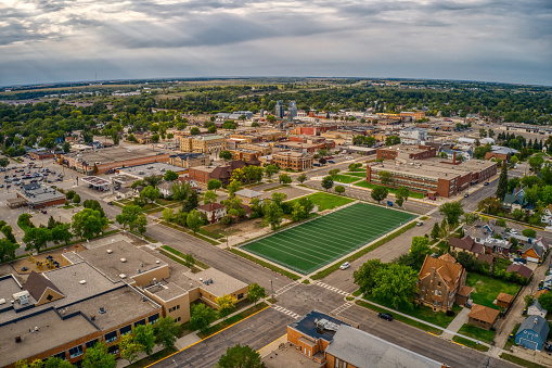 Aerial View of Jamestown, North Dakota along Interstate 94